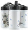 Hairyworm Personalised Water Bottle, 350ml White Sports Flask with Straw Cap Flip Lid, Stainless Steel, Customised with Initial/Name, Zebra Blue Butterfly Design Print