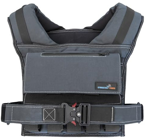 Gymnastics Power - Gewichtsweste, 11,3 kg, 15,9 kg, 20,4 kg, herausnehmbare Eisengewichte für Männer und Frauen, Workout für Calisthenics und Fitness-Sporttraining (20,4 kg – Space Gray)