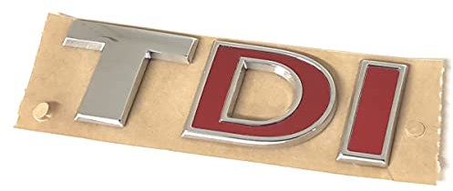 Volkswagen 5G0853675BDJZQ Schriftzug TDI Logo Aufkleber Emblem, Chrom/Silber, mit rotem DI