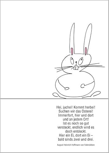 5er Set: Vergnügte Osterhasen Karte mit Spruch zum Osterfest • fröhliches Ostermotiv als hochwertige Oster Grüße im Set mit Umschlag zum Osterfest als Geschenkkarte