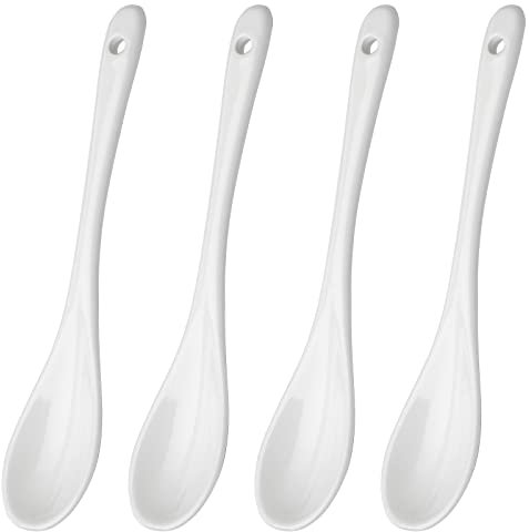 Gekochte Eierlöffel 4er Set Espresso Löffel Kleine Löffel für Tee Kaffee Dessert (4 Keramik Eierlöffel)