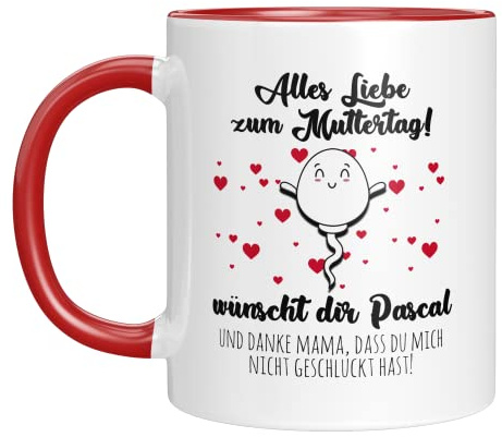 TassenTicker -Personalisiert Mama Tasse - Muttertagsgeschenk - lustiges geschenk - Danke, dass du mich nicht geschluckt hast - Geburtstagsgeschenk - Mutter - Geschenk (Rot), TT66
