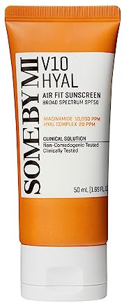 SOME BY MI V10 Hyal Air Fit Sunscreen SPF 50 – 50ml – Centella Sonnencreme fürs Gesicht – Ohne Fettfilm, kein Weißel-Effekt, keine Augenreizung – Für empfindliche Haut – Koreanische Hautpflege