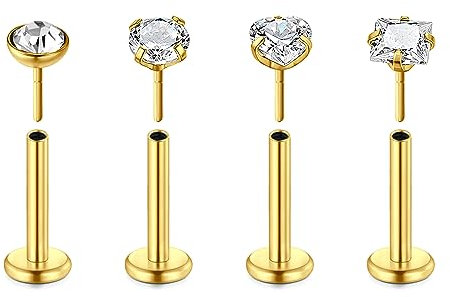Rajnard Bauchnabelpiercing 14G 6mm Gold Bauchstangen Chirurgenstahl CZ Diamant Bauchnabelpiercing Nabelstange Bauchnabelring Piercingschmuck für Frauen Männer