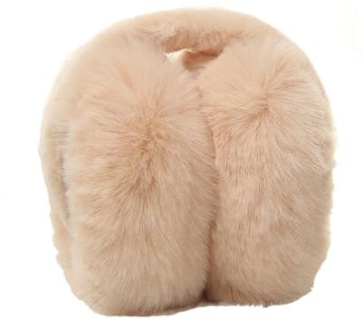 Yurosiay Ohrenwärmer Damen Winter Plüsch Ohrenschützer Faltbare Einfarbige Fell Ohrenwärmer Outdoor Verstellbarer Plüsch Earmuffs Weiche Kälteschutz Ohrenwärmer Winterzubehör 20×22cm Beige
