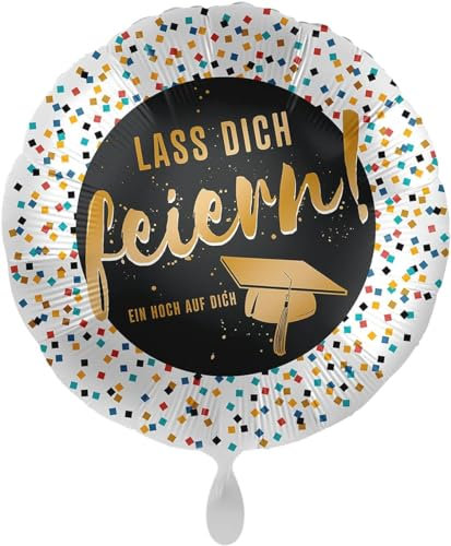 Folienballon Bestanden 'Lass Dich feiern' Ballon zur bestandenen Prüfung Meisterprüfung Bacherlor Master Abitur Staatexam Luftballon Geschenk Absolventen -Made in EU- Helium geeignet