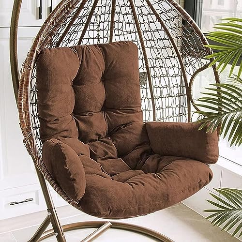 Egg Chair Cushion Detachable Washable Papasan Chair Cushion Wicker Swing Chair Cushion with Comfort Non-Slip Bottom, Hanging Hammock Chair Cushion Replacement(Color:Brown)