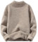 SUCADA Pullover Herren Gedrehter Jacquard Basic Strickpullover Mit Rundhals Slim Fit Männer Knit Sweater Stretch Komfortabel Feinstrick Winterpullover Herren Z1-Khaki M
