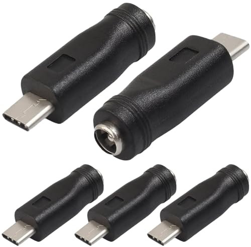 Xiatiaosann USB C to DC Power Adapter, USB Type-C Male to DC 5.5x2.1mm Female Connector Charge Barrel Jack Power Adapter for Type C USB Charging Device (5 Pack)