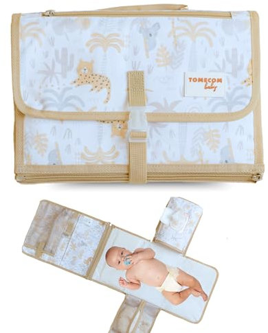TOMECOM Cambiador de Bebe Portátil - Cambiador Bebé Plegable e Impermeable - Regalos Originales Bebe Recien Nacido - Bolsa de pañales desmontable con 5 bolsillos Ideal Viaje