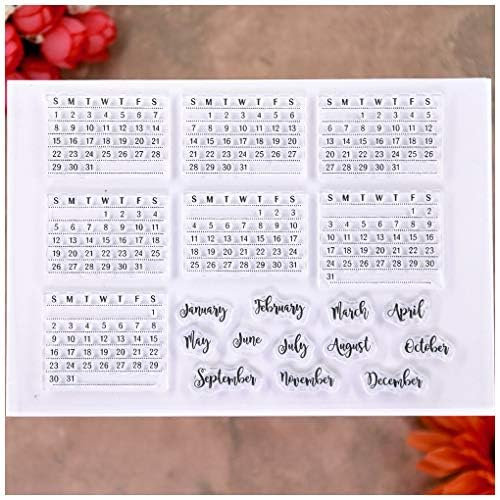 „KWELLAM Wortkalender, Woche, Monat, Januar, Dezember, transparente Stempel für Kartengestaltung, Dekoration und DIY-Scrapbooking 9121802