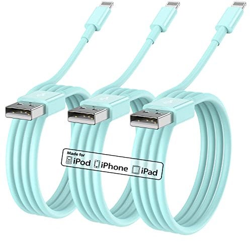 Apple MFi Certified iPhone Lightning to USB Cable - 3Pack, 1Meter, Fast Charging Wire for iPhone 13/12/11 Pro/11/XS MAX/XR/8/7/6s/6/5S/SE iPad - Original Blue