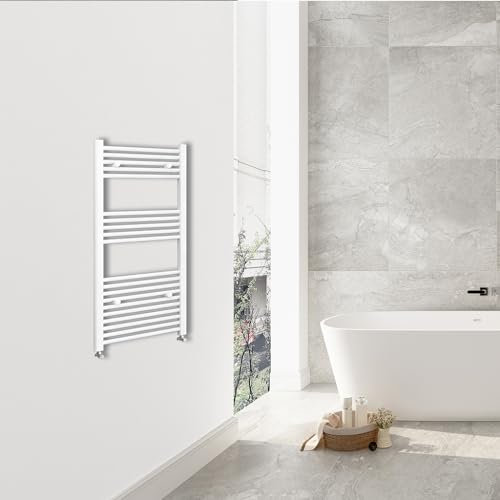 AICAIT Scaldasalviette Termoarredo Bagno in Acciaio al Carbonio 1200x600mm Radiatore Termoarredo Idraulico Calorifero Termosifone Bianco