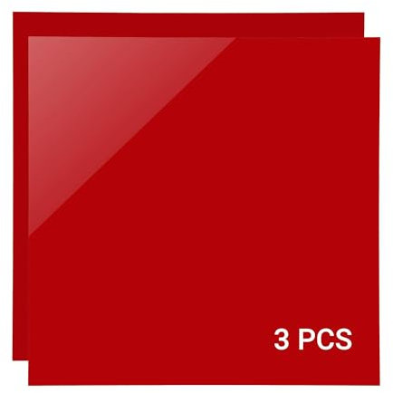 IKIER 3 Stück Rot Acrylglas Kunststoffplatten, 30 x 30cm Klare ABS Acrylplatten Acrylplatte für Lasergravur Individuelle Persönliche Schilder, Abzeichen, DIY