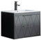 UEV Meuble sous Lavabo Suspendu 60cm, avec Lavabo en Céramique, Robinet, 2 Grands Tiroirs, Meuble Salle de Bain, Motif Ligne, Style Ligne Scandinave (Noir(avec Lavabo), 60 x 45 x 46cm)