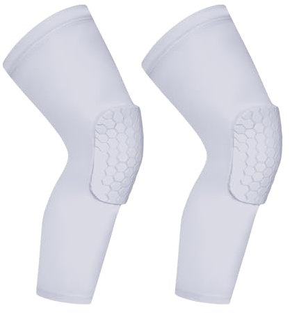 BaronHong Hex-Knie-Kompressionsschoner, Knie-Bandage, Knieschoner, Wrestling-Orthese, Bein-Wabenpolster für Volleyball, Basketball, Erwachsene und Jugendliche (weiß, XS)