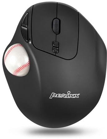 Perixx PERIMICE-717BAB Kabellose Trackball-Maus - Integrierter 1,34-Zoll-Trackball - 2 DPI-Schalter - Einzigartige Sport-Baseball-Design-Edition