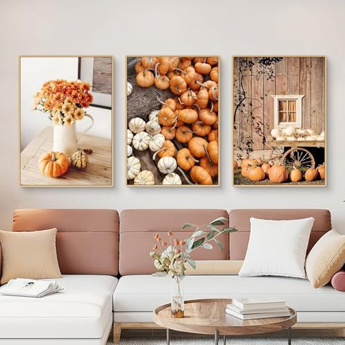 Uixxducc 3er Herbst Bilder Poster Set, Aesthetic Herbst Wandbilder Wohnzimmer Wanddeko für Wohnzimmer Schlafzimmer,ohne Rahmen (C,30x40cm)