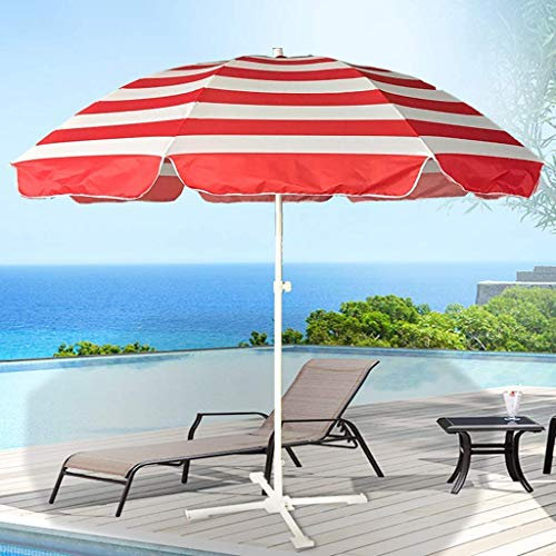 CGCSYZ Parasol de patio plié de 8 pieds, parasol de plage extérieur portable adapté au restaurant, à la cour, à la plage, à la pelouse, à la terrasse, à l'arrière-cour(Rouge)