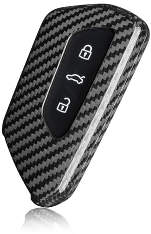 T-carbon autoschlüssel hülle kompatibel mit vw,Glasfaser Schlüssel Hülle kompatibel mit VW Golf 8 Seat Leon Tarraco Ateca Skoda Octavia Cupra Formentor Born, schlüssel Cover,Silber Schwarz