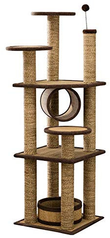 SHENGMIAOHE Cat Apartments Woven Cat Climframe Cat Tree Four Seasons Universal Large Cat Climframe Cat Tree Tower/Yellow/45 * 45 * 138Cm