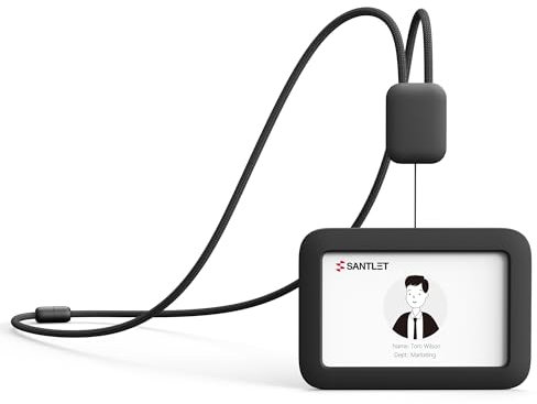 Porta Badge da Collo Premium Retrattile con Cordino, Fibbia di Sicurezza, Porta Tessere ID Orizzontale in Morbido Silicone per Lavoro, Infermiere, Scuola (Nero)