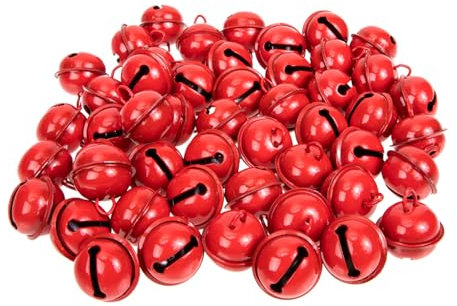 BUGUUYO 22 Mm Flache Tonperlen Weihnachtsglocken Aus Metall 50 Stück Glocken Mit S-Haken Für Raumdekoration