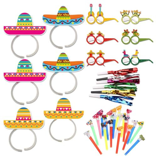 CZAYEFNH Exklusiver Sombrero Hut XXL Lebendige Partyhüte & Masken-Kostümset, Mini-Sombrero und Mexikanische Deko für Tequila Feste und Mehr