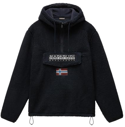 NAPAPIJRI Felpa in Pile Burgee (IT, Testo, XXL, Regular, Regular, Black)