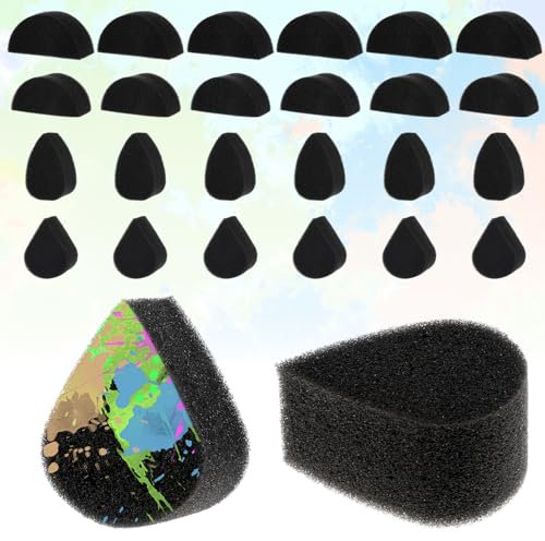 JJUNW 24 esponjas de pintura facial, kit de pintura facial negra, esponja de maquillaje profesional, pinceles de pintura facial en forma de lágrima para trabajos artísticos, maquillaje y pintura