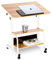 JANDTEK Mesa Auxiliar con Ruedas - Mesa Ordenador pequeña 60x40 - Mesa portatil Ordenador con estanteria Inferior - Escritorio con Ruedas y Altura Regulable (Inclinación Marron, 80x40)