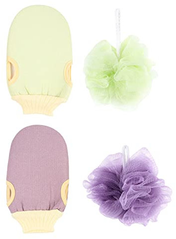 Ipetboom 4stücke Teiliges Exfoliating Loofah Handschuhe Für Dusche Sanfte Körperpeeling-schwämme Für Effektive Reinigung Und Hautpflege Für Zuhause Und Reisen