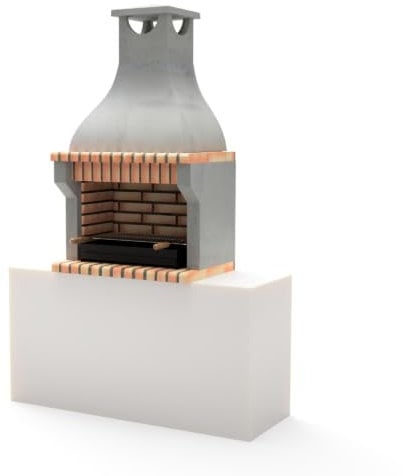 MOVELAR - Barbecue de travail en béton et brique Alcoa Volant - Pour charbon et bois, résistant et durable, pour extérieur (86,5 x 58 x 150 cm)