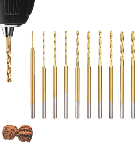 Juego de mini brocas en espiral, mini taladro, micrograbado, vástago con revestimiento de carburo de titanio, herramienta de perforación para resina, joyas, ámbar, madera, 10 unidades de 0,6 mm - 2,2