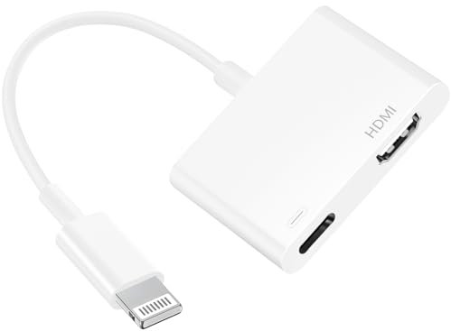 Lightning to HDMI Adapter for iPhone, [Apple MFi Certified] 1080P Video & Audio Sync Screen Converter Digital AV Adapter with Charging Port for iPhone 14 13 12 11 X 8 7 iPad on HDTV/Projector/Monitor