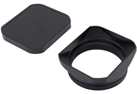 Square Metal Lens Hood Shade für Fuji X100vi X100V X100F X100T X100S X100 X70 Kamera mit Metallkappe (Black)