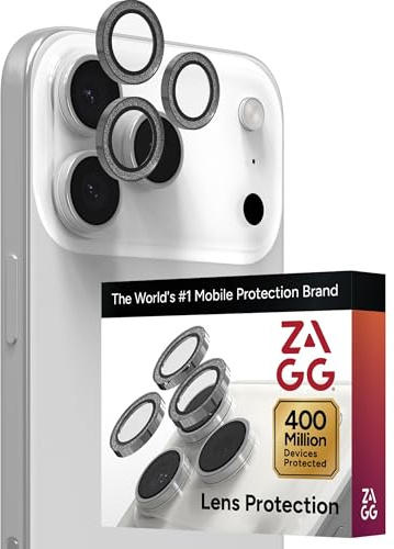 ZAGG iPhone Camera Lens Protector for iPhone 17/16/15 Pro and Pro Max Models - Silver Glitter, Camera Ring, Maximum Impact & Scratch Protection, Anti-Reflective Technology, Glass Elite