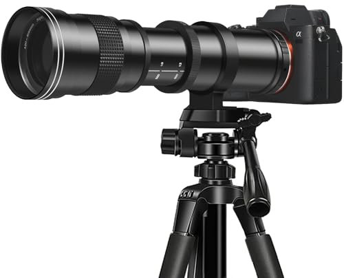 Generisch Teleobjektiv 420-800mm f/8.3-16, Manueller Fokus, 67mm Filter, mit Adapterringen für EF/F/E-Mount (Black, EF)