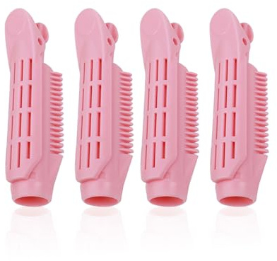 Zymoplas 4 Stück Volumizing Hair Root Clip Portable Plastic Bang Curler Roller Clip Home Styling Clamp Curling für Mädchen, Rosa
