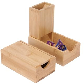 ZoeQide Würfelturm Bambus 2er Set faltbar Magnetverschluss für Brettspiele | Für Spieleabende mit Tabletop und Rollenspielen bietet die kompakte Lösung eine geordnete Ablage für Würfel und Zubehör