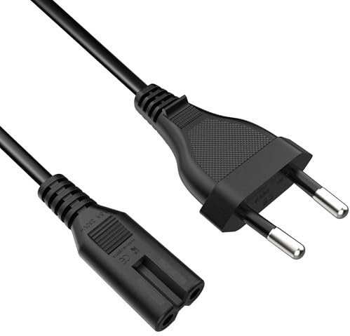 1.5M (4.9FT) Câble d'alimentation EU Plug C7 Bipolaire 2 Câble pour PS5 / PS4 / PS3 / Xbox Série X/S-Noir (1.5m-Noir)