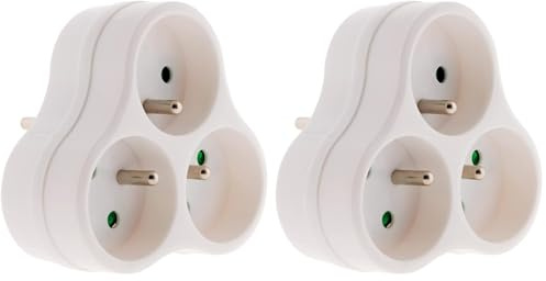 Multiprise Triplite 3x16A Triangulaire - Blanc - Zenitech (Lot de 2)