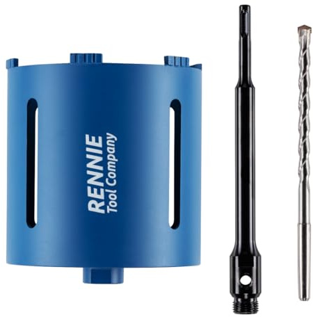 152mm x 150mm Long Diamond Core Drill Bit Set With SDS Adapter Centre Drill | For Concrete Masonry Brick Block Stone Granite. 152 mm Core Drill, 240mm Long SDS Plus Adapter And Pilot Centre Drill Bit