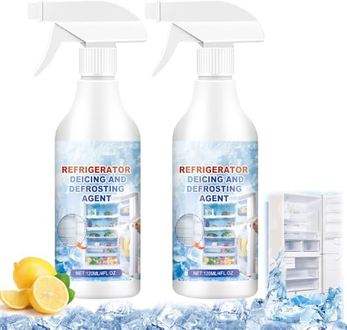 CoyCriter 2 PCS Defrosting Spray for Fridge Freezer, Rapid Fridge Defrosting Spray,Refrigerator Freezer Defroster,Powerful Freezer Deicer,Effective Ice Remover Deep FreezeSpray(120ml*2)