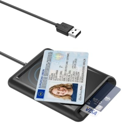 USB-Smartcard-Lesegerät, kompatibel mit Personalausweisen, CAC-Karten, Bankkarten und Gesundheitskarten, Plug-and-Play-Kartenleser