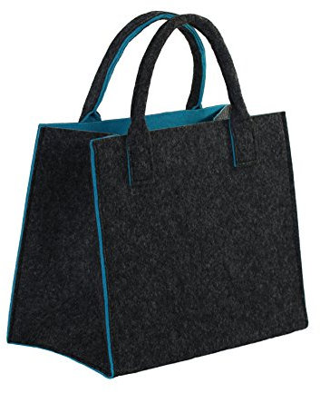 Brandsseller Praktische Einkaufstasche Shoppingbag Freizeittsche Aufbewahrungsbehälter aus Filz - ca. 35 x 20 x 28 cm - Anthrazit/Petrol