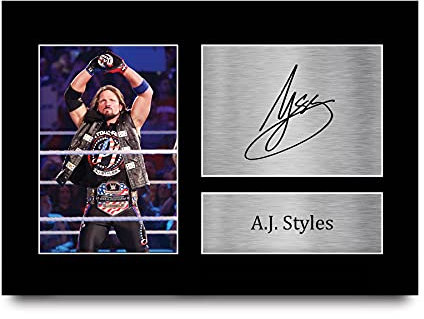 HWC Trading A.J. Styles A4 Ungerahmt Signiert Gedruckt Autogramme Bild Druck-Fotoanzeige Geschenk Für Wwe Wrestling-Fans