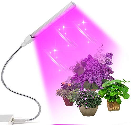 Lámpara de Planta, LED Plant Grow Strip Light, USB Lámpara LED Cultivo de Espectro Completo, Luz para Plantas 360°Ajuste para Jardinería Bonsai(21cm)