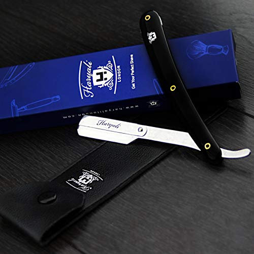 BARBER STYLE HERREN RASIERER/RASIERMESSER IN SCHWARZ - KOMMT MIT LEDERBEUTEL.