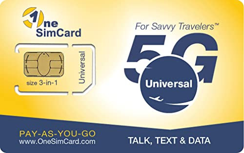 OneSimCard Universal 3-in-one SIM Card for use in Over 200 Countries with $5 Credit – Voice, Text and Mobile Data as Low as $0.01 per MB. Compatible with All Unlocked GSM Phones. 4G in 50+ Countries.